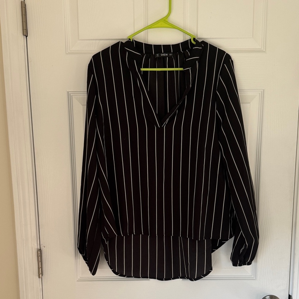 Black and White Striped Blouse